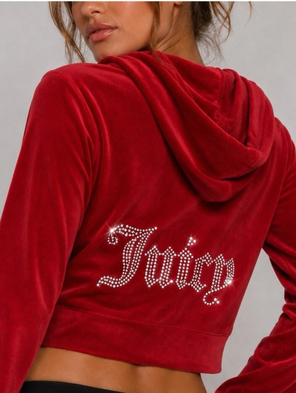 Juicy Couture  Women Jacket Luxury Velour  With Rhinestone Logo  Color Red New